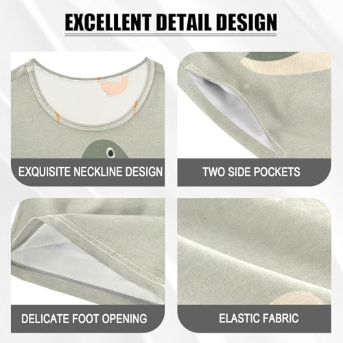 Summer Pajama Set Green White Goose, Short Sleeve Sleepwear Nightwear4