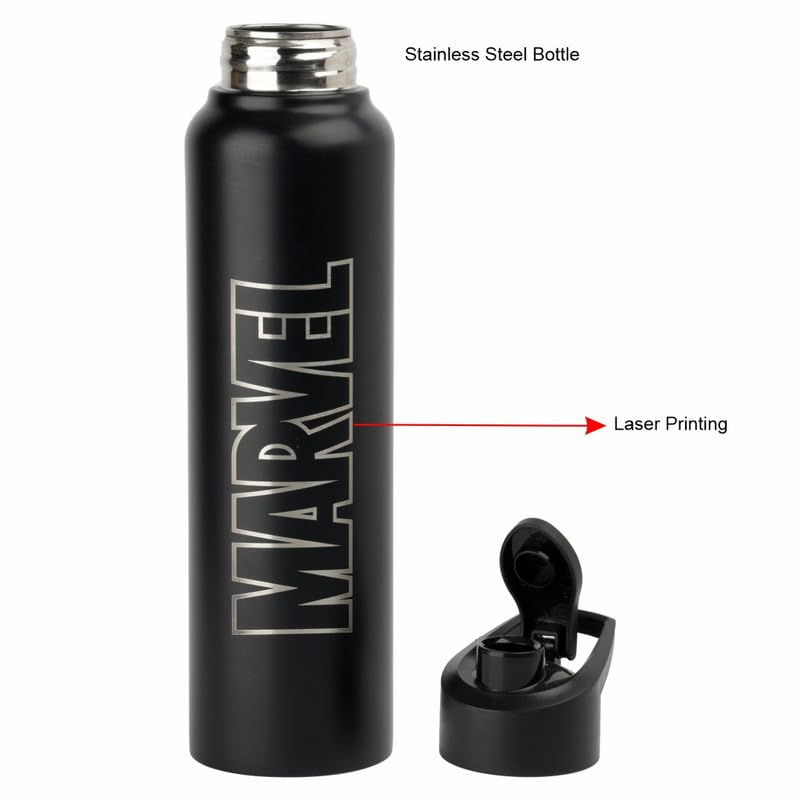 Image of SKI Sprint Stainless Steel Sipper Water Bottle with Laser Print, for School, Office, Gym, Home, Travel | Adults &Teens | 950 ML, Leakproof, Rust free | Character Merchandise | MARVEL