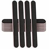 Stadux 12 PCs Professional Nail Files Double Sided Emery Boards 100/180 Grit, Fingernail Files for Natural/False Nails, Nail Styling Set for Home and Salon Use - Black