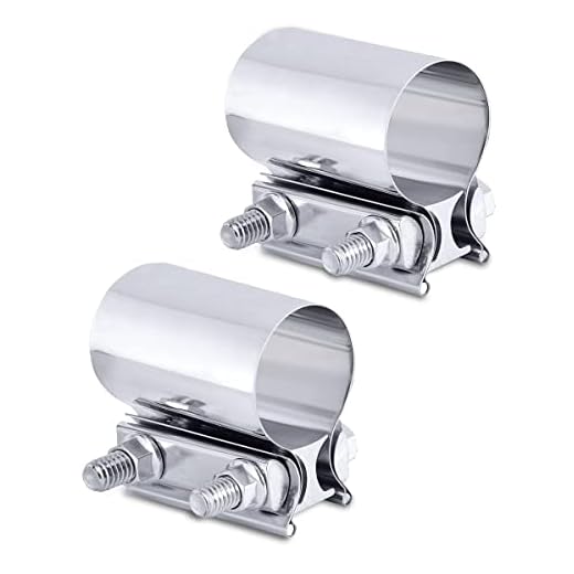 AOCISKA 2 Packs Exhaust Clamp,2.0” 2.25” 2.5” 3.0” Stainless Steel Joint Exhaust Pipe Muffler Clamp Band Butt Joint Band Clamp Sleeve Coupler,Used for Exhaust Pipe,Muffler,Elbow (2.5inch)