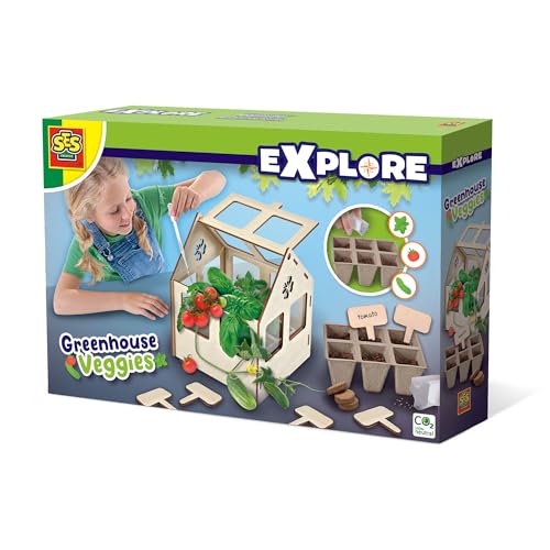 SES Creative 25203 Gewächshaus mit Gemüse - Pädagogisches Gartenbaukit für Kinder