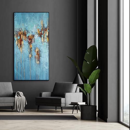 AUREDAS 60x120 Acrylkunst Wandbild Blau-Türkis mit Rahmen – Bild 3