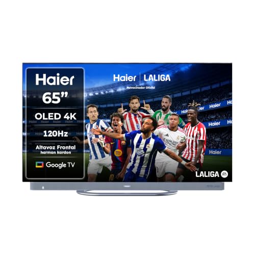 Haier OLED Harman Kardon 4K UHD H65C900UX - 65", Smart TV, Google TV, Dolby Atmos y Dolby Vision, HDR 10, Smart Remote Control, Google Assistant, Bluetooth 5.1, DBX TV, HDMI 2.1 x 4, Sin Marcos, 2024