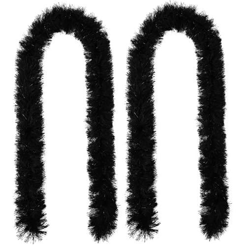 Feathers Boas Artificial Fluffy Boas 5 Ft Decoration for DIY Crafts Wedding Costume Christmas Party Supplies (Black, 2PCS)