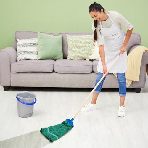 Image of 6 Pack Commercial Mop Heads Heavy Loop End Cotton String Mop Head Replacements Reusable Green Mop Replacement Heads Wet Mop Refill for Floor Cleaning Industrial Commercial Home Cleaning