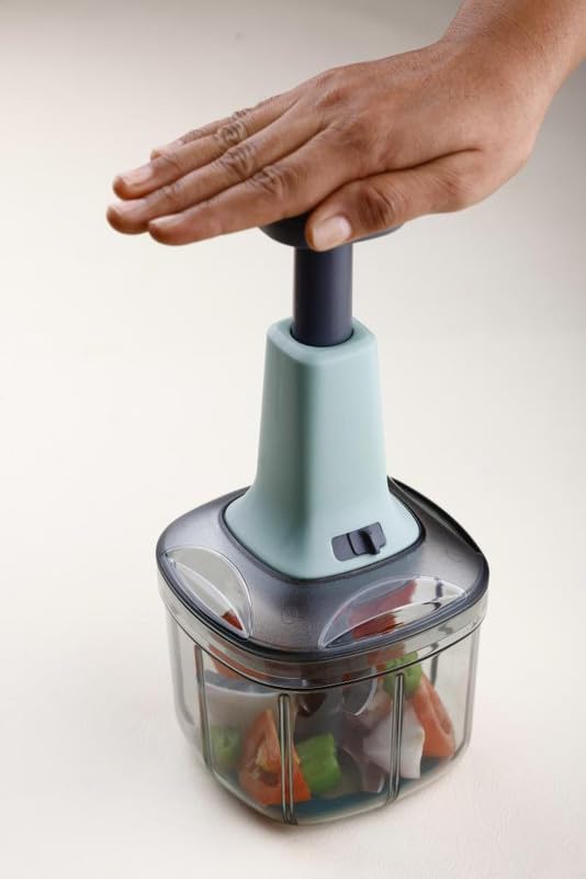 Manual Push Chopper 900ml Steel Blade Hand Press Vegetables Chopper Kitchen for Cutting Salad, Onion, Chilly Mixer (Sea Green) (B0D8JFZKQ1) Amazon Price History, Amazon Price Tracker