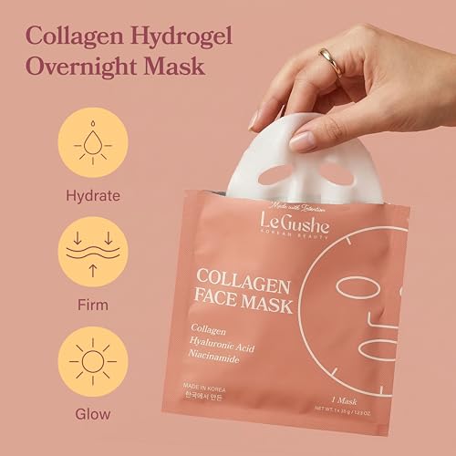Image of NEW 2026 Korean Collagen Face Mask Skincare (4 Pack) - Hydrogel Sheet Mask with Niacinamide for Glass Skin - Overnight Hydrating Facial Mask for Fine Lines, Pores & Moisture - Korean Skincare