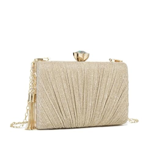 Bolsa Clutch Festa Feminina Dourada Superfície Poliéster Mão Ombro Transversal Com Correntes Removíveis