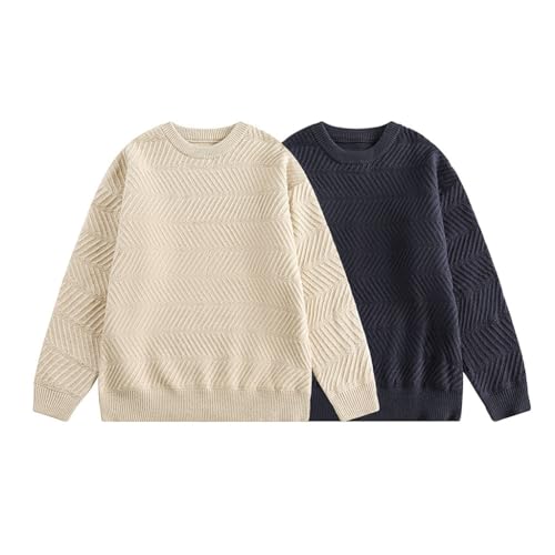 Men's Wear Winter Solid Color Thick Warm Round Neck Sweater Male Couples Casual Sweater2