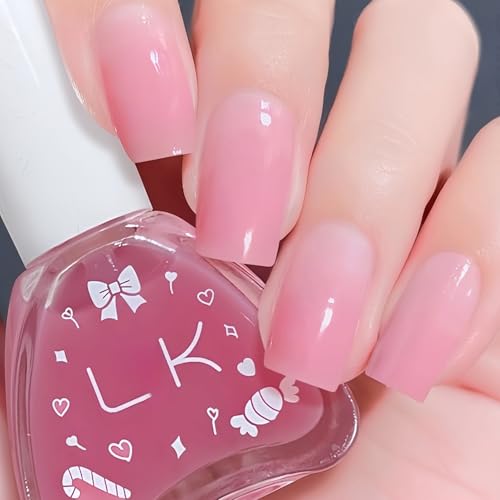 KAHSOSE Jelly Gel Nail Polish, Clear Pink, Air Dry, Non Gel, Sheer Pink Tinted for Girls & Women