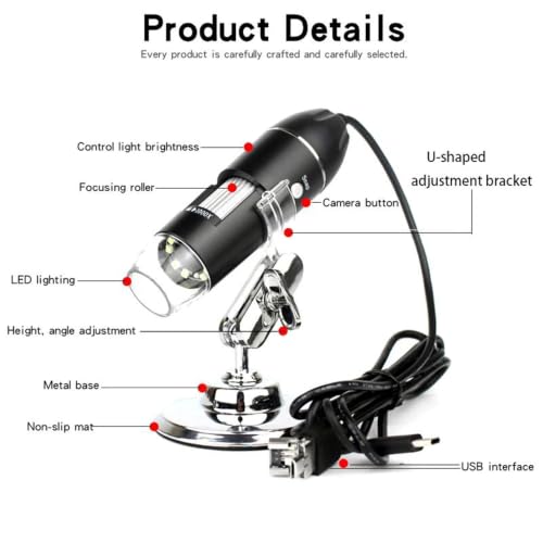 Zoom de 8 LED en microscopio digital tipo C con capacidad triple de conexión ajustable 4
