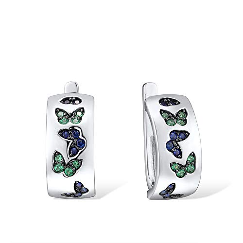 Boucles d'oreilles pour femmes papillon spinelle bleu vert, bijoux fins de fête élégants