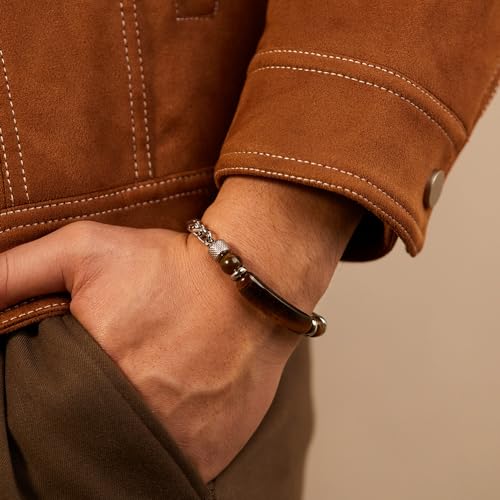 Bracelet for Men Stainless Steel Bracelet Hypoallergenic Sliver Link Bracelets Fade-Resistant, Adjustable Link Chain Design, Gift for Men