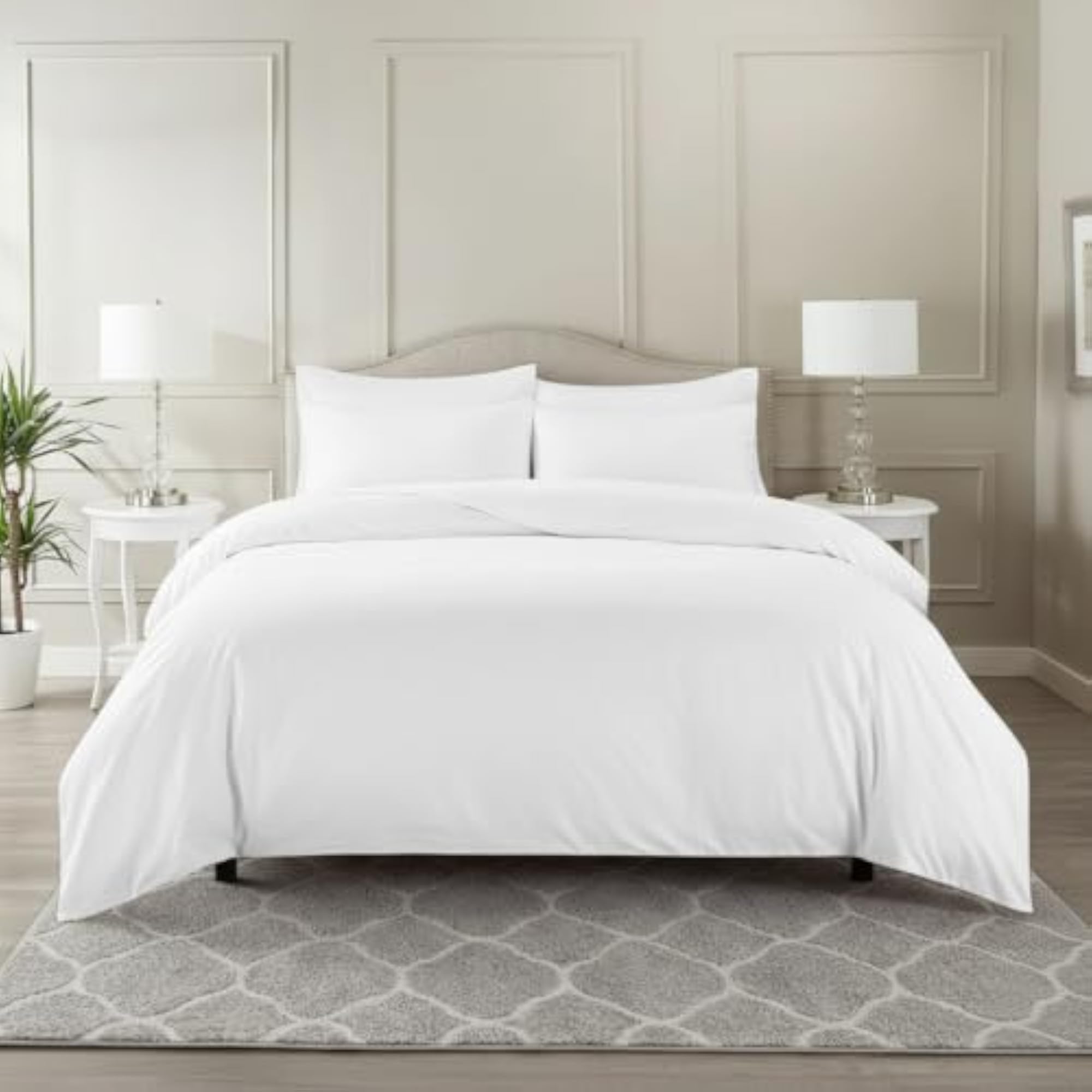 King Size Duvet Cover with 2 Pillow Covers, White