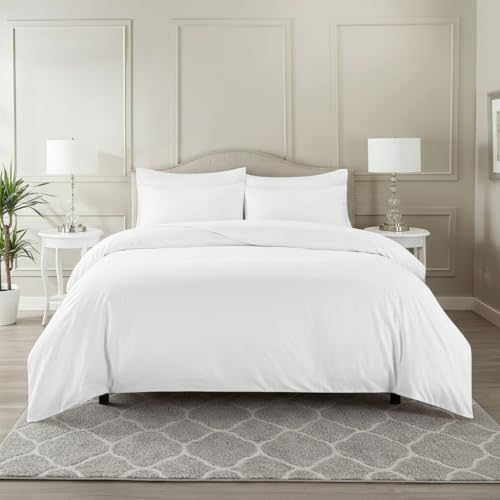 Image of Duvet Cover Set Single Size Bed (60x92 Inch) 1 Duvet Cover + 2 Pillow Covers with Zipper 400 TC Microfiber Luxurious Quilt, Comforter, Rajai, Dohar Blanket Cover (White)
