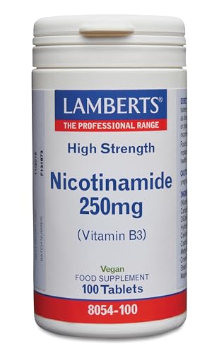 Lamberts Niacina (Vitamina B3) 250 mg | Nicotinamida | Energía, Sistema Nervioso y Piel | 100 Tabletas | 100 Días | Calidad Farmacéutica GMP