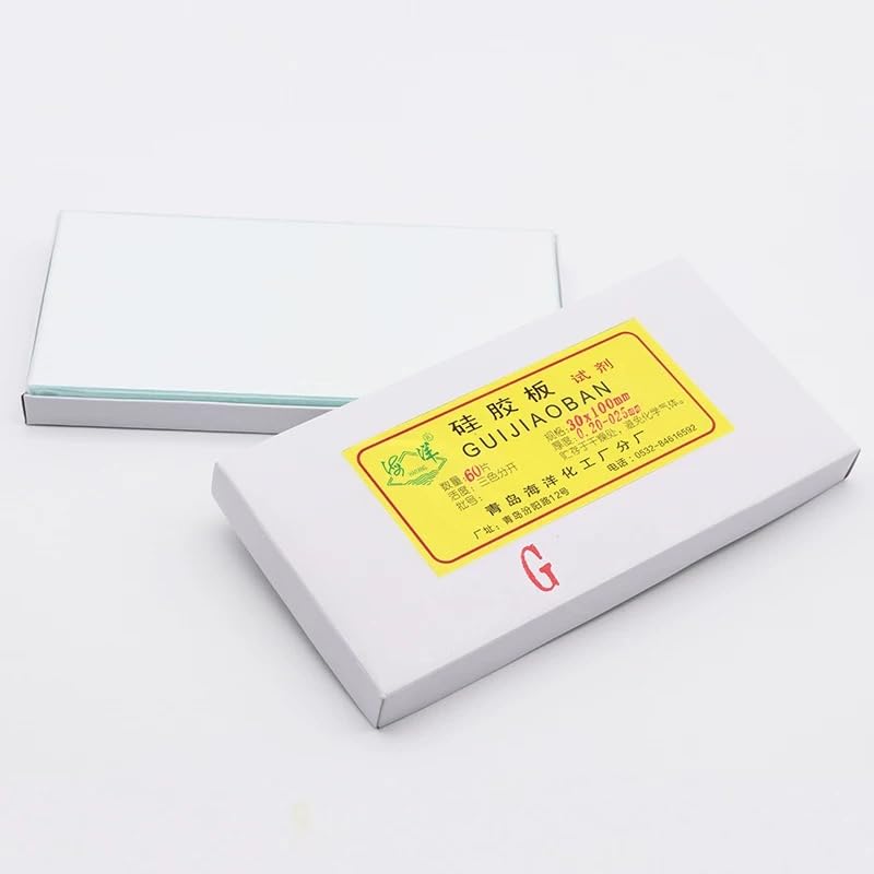Placa de gel de sílice for cromatografía en capa fina Lab GF254, losa de vidrio TLC que contiene placa de gel de sílice fluorescente for desarrollo de color (50 x 100 mm, 40 unidades)(50x200mm 20pcs)