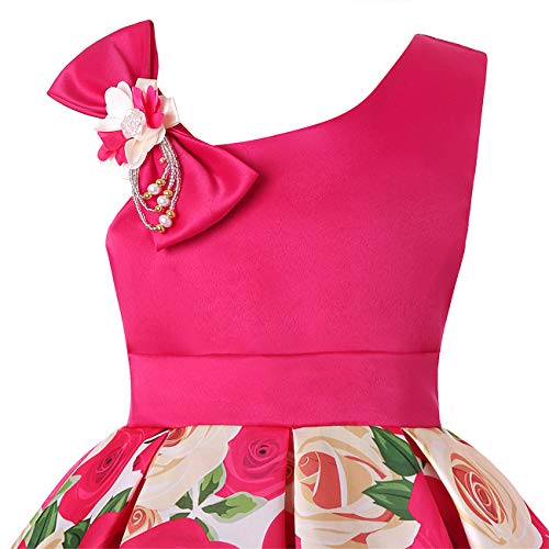 Nssmwttc Flower Girls Dresses Child Christmas Halloween Formal Bridesmaid New Year Knee Dress (Rose01,150) #TOP2