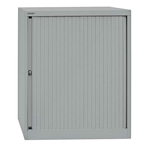 BISLEY Rollladenschrank EuroTambour, 2 Fachböden, 2,5 OH, Metall, Sl355 Rollladen/Korpus Silber, 43 x 80 x 103 cm