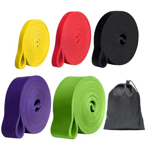 Fitnessbänder Widerstandsbänder mit 5 Stufen, Resistance Bands für Krafttraining, Fitnessband Set Trainingsbänder für Stretching, Gymnastikband Klimmzugband für Pilates, Yoga, Klimmzughilfe