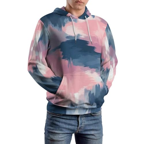 Sweat à capuche bleu poudré color block pull imprimé graffiti abstrait 3D - 6
