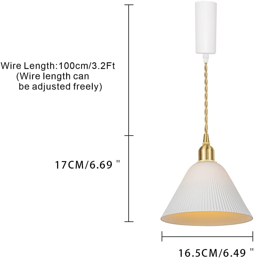3-Pack J-Type White Shade Track Lighting E12 Brass Base 3.2 Feet Adjustable Cord Pendant Modern Style for Kitchen Restaurant(No Bulb, Track)
