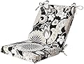 Pillow Perfect Floral Indoor/Outdoor Solid Back 1 Piece Square Corner Chair Cushion with Ties, Deep Seat, Weather, and Fade Resistant, 36.5" x 18", Black/White Sophia, 1 Count