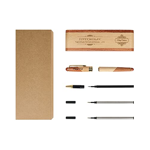 Engraved-Wood-Pen-Set-Executive-Pen-and-Box-With-Free-Personalization-Ballpoint-Pen-With-Case-For-Gift-B