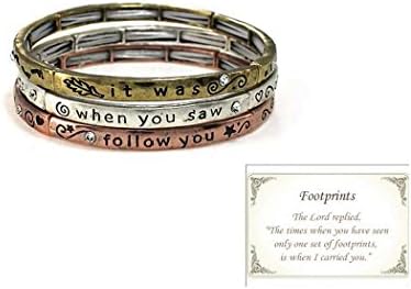 Jewelry Nexus Footprints in The Sand. Matthew 8:19 Inspirational Multi Layer Stretch Bracelet
