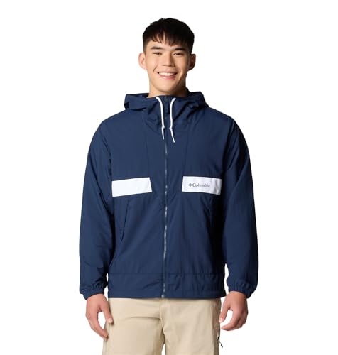 Columbia Men's Spire Valley Hooded Windbreaker - Collegiate Navy/White Medium