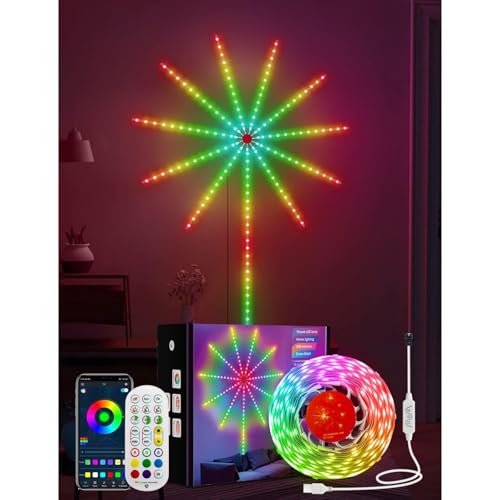 WiFi Bluetooth Smart Fireworks LED Light Outdoor, Meteor Sparkler Lights, 1.5m Tall for Christmas Decor
