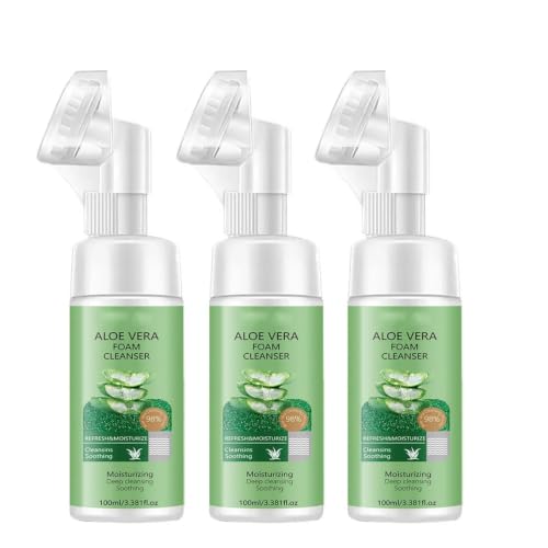 Image of Aloe Vera Cleansing Foam, Aloe Vera Foam Facial Cleanser, Deep Soothing & Hydrating Facial Cleansing for Exfoliator, Deep Pore Cleansing, Bright Skin，3