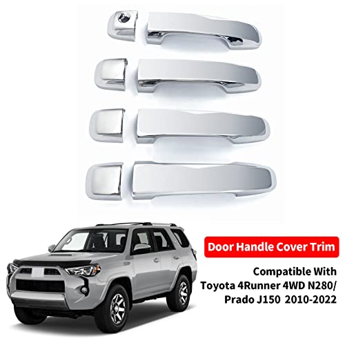 Door Handle Cover Trim Compatible with Toyota 4Runner 4WD N280 Prado J150 2010-2022 2016 2017 2018 2019 2020 2021 Car Styling Accessories Exterior Door Handles Chrome Without Smart Key Holes 8PCS ABS by BENXUTO - Image 2