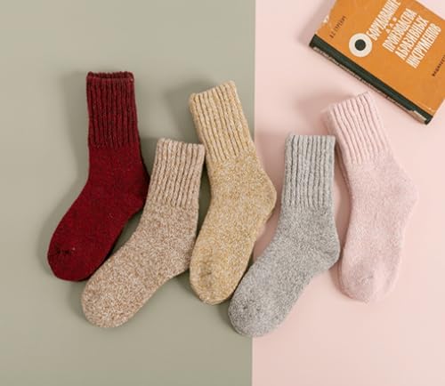 TINTAO 3 Pairs Women Winter Wool Cable Knit Crew Knee High Boot Socks,Size 5-11#W919 (Polyester Blend, Color C26)