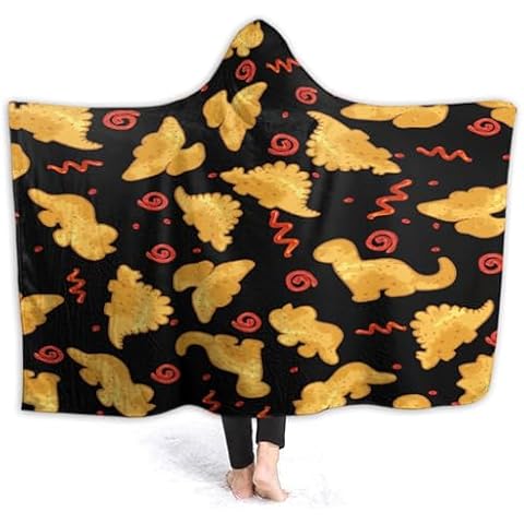 Chicken Nugget Blanket - Ultra Soft Dino Nugget Wearable Blanket for Kids - Funny Food Hoodie Blanket Decor - Chicken Nuggets Hooded Blanket Novelty Gift for Boys Girls,50"x60" for Teens Cover