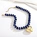 ENSKEFEN Big Gold Heart Pendant Necklaces for Women Chunky Resin Acrylic Beaded Choker Necklace Statement Dark Blue Beads Necklace Bold Fashion Jewelry