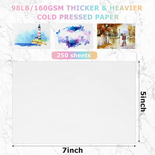 250 Sheets Watercolor Paper Bulk White Cold Press Paper Pack Water Color Paper Paint Paper Painting Paper For Kids Child Students Artists Drawing Supplies (5 X 7 Inch) #TOP1
