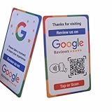 Google Review Card with NFC Tag - Digital Business Card: Tap to Boost Customer Reviews - Tap NFC & Scan QR Code - No Fee, No App