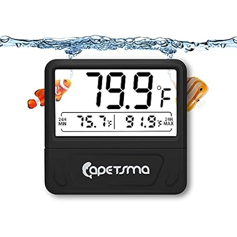 capetsma Aquarium Thermometer Digital Fish Tank Thermometer Large LCD Screen Records High & Low Water Temperature in 24 hrs Cover