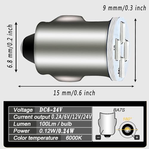 10 unidades Bombillas LED BA7S 6-24V para tablero verde miniatura 6