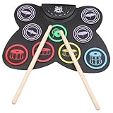 FUNOMOCYA 彩色シリコン製ポータブルドラム 用練習楽器 誕生日プレゼント対応 外部アンプ接続可能 静音ヘッドホン対応 持ち運び便利