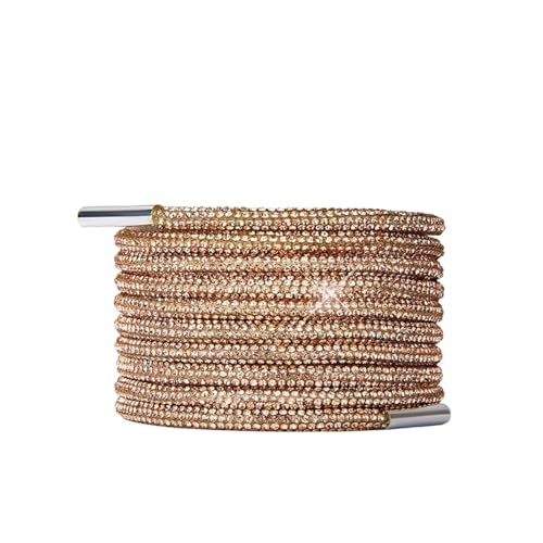 2個 100/120/140/160cm ファッション ラインストーン 靴紐 カジュアル編み込み スニーカーレース ラウンド(Beige,100cm)