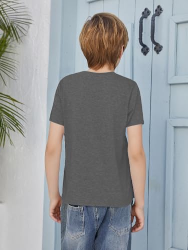 EPICGALA Boys Pocket T-Shirt Short Sleeve Crewneck Basic Tee Casual Summer Top 7-8 Years Dark Grey — view 3