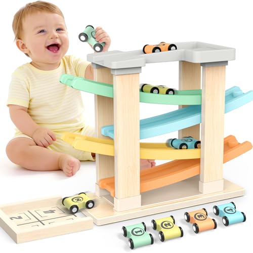 Toyzey Montessori Spielzeug ab 1 Jahr, Holzspielzeug Motorikspielzeug ab 1 2 Jahr Junge Kugelbahn Holz Kinderspielzeug ab 2 Jahre Geschenk Kinderspielzeug ab 1 2 Jahre Mädchen Junge Spielzeug (Farbe)