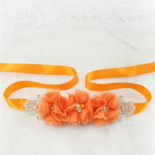 THAYLA Cinturón de Novia con Diamantes de imitación, Cinturones de Vestido de Novia con Perlas de Flores, Cristales Hechos a Mano, Faja de Boda de satén de poliéster para Vestido de Dama de Honor