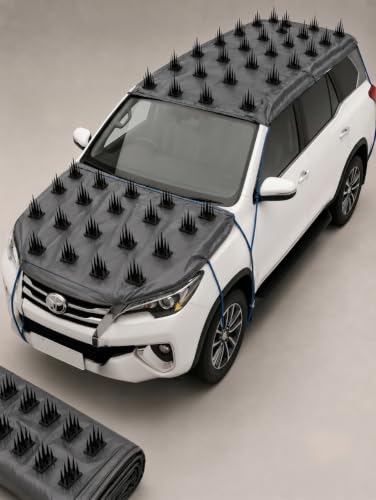 Image of Premium Car Protection Cover (Set of 2) - High-Density Anti-Monkey & Dog Spikes for Roof (80 inchx60 inch)(39pcs) and Bonnet (60 inchx40 inch)(27pcs) - Universal Waterproof & Scratch-Proof Exterior Guard (Grey)
