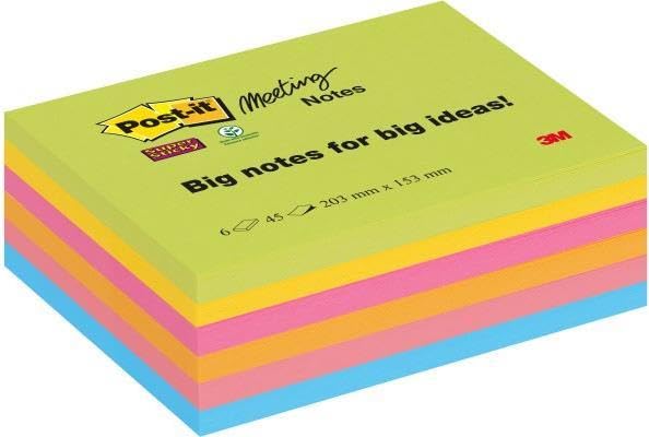 Notes adhésives rectangulaires multicolores 3M 45 feuilles papier repositionnable