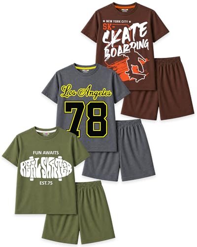 Image of Kuchipoo Boys Cotton T-Shirt & Shorts Set | Half Sleeve Round Neck Top with Elastic Waist Shorts | Soft & Comfortable Casual Wear for Kids | Pack of 3