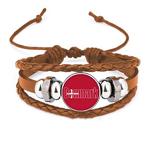 Bracelet en cuir drapeau Danemark comp une idée cadeau idéale et unique