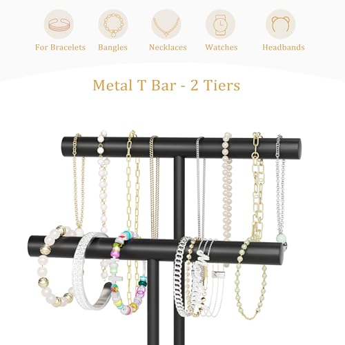 SZQINJI Jewelry Holder Organizer Bracelet Holder Display Stand 2 Tier Black by SZQINJI - Used condition - Image 5